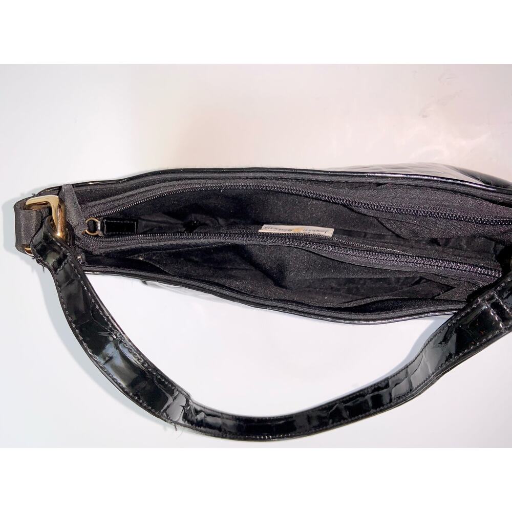 Vintage Jaclyn Smith Faux Crocodile Black Shoulder Bag Purse - Picture 10 of 12